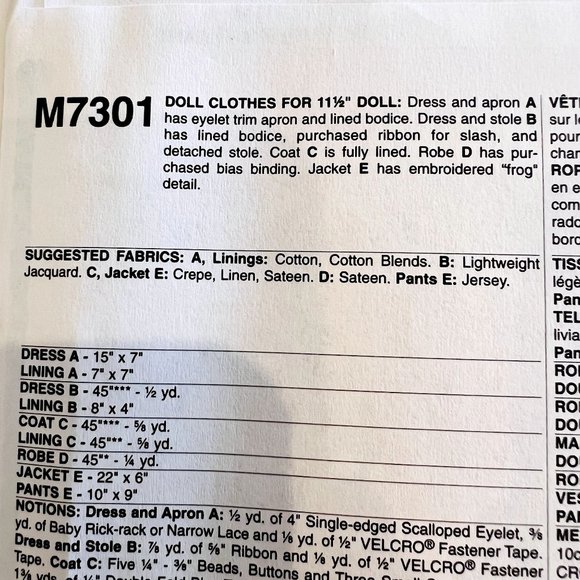 Lot Of 4 NEW McCall Sewing Patterns For Outfits For 11 1/2" Barbie Dolls Uncut - Picture 11 of 13